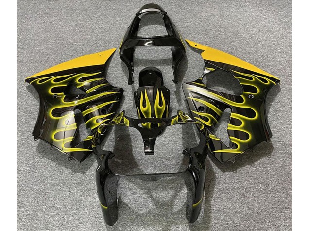 2000-2002 Gloss Black & Yellow Flame ZX6R Fairings