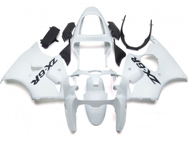 2000-2002 Plain Gloss White With Logo ZX6R Fairings