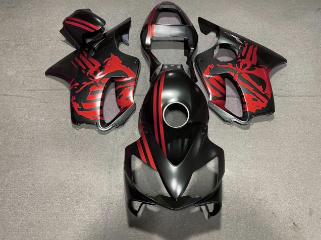 2001-2003 Matte Black & Red Skull CBR600 F4i Fairings