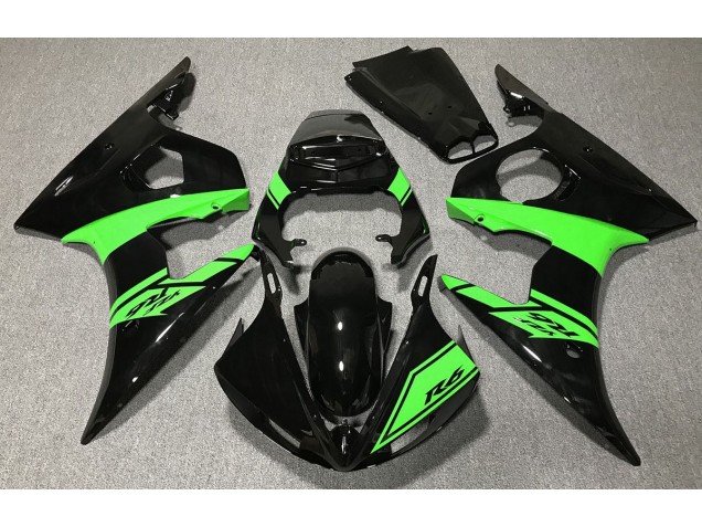 2003-2004 Gloss Black and Green R6 Fairings