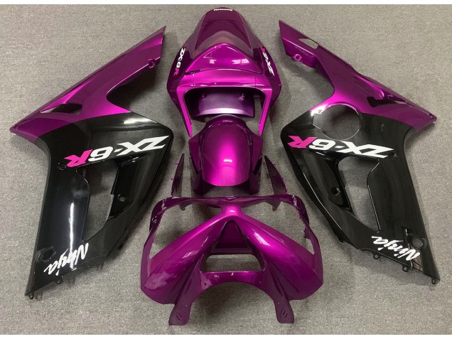 2003-2004 Gloss Pink and Black ZX6R Fairings