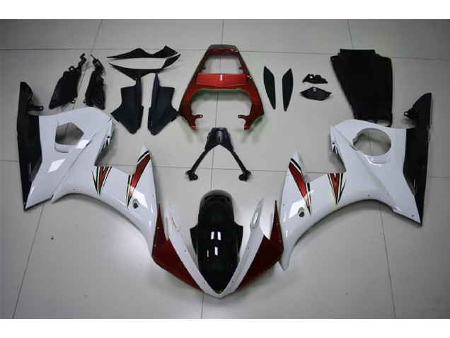 2003-2004 Gloss White & Red Accents R6 Fairings