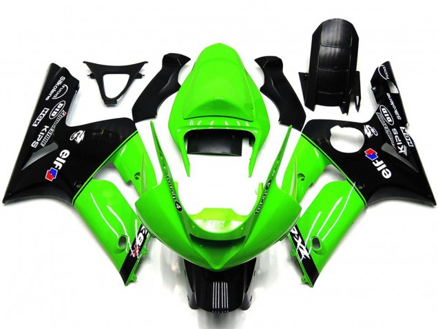 2003-2004 Light Green and Black Elf ZX6R Fairings