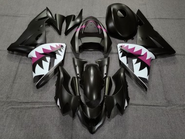 2004-2005 Matte Black and Pink Shark ZX10R Fairings