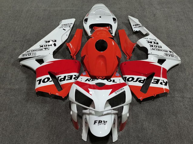 2005-2006 White Red and Orange Repsol CBR600RR Fairings