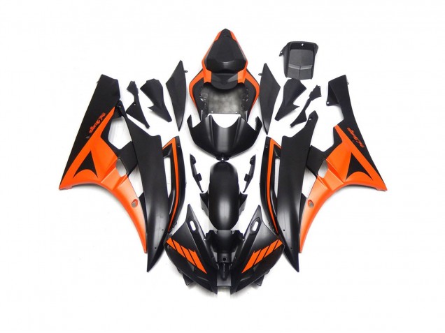 2006-2007 Custom Matte Black and Orange R6 Fairings