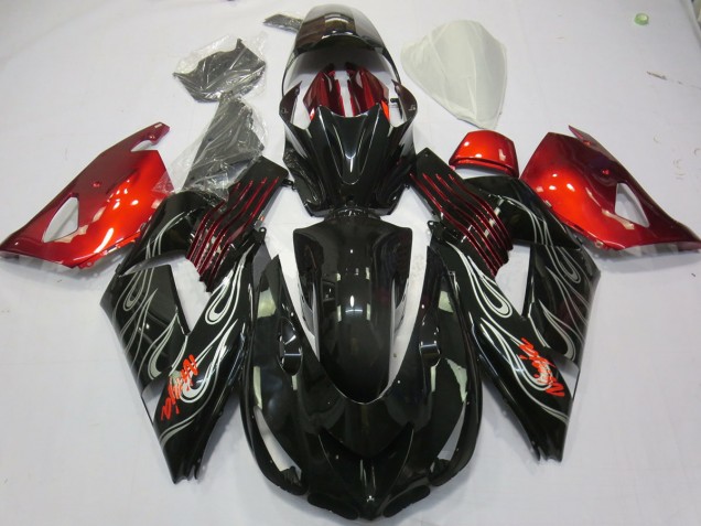 2006-2011 Black Flame Red ZX14R Fairings