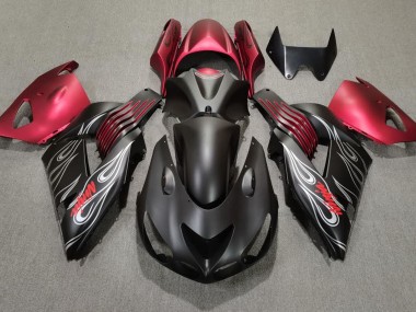 2006-2011 Matte Black and Red ZX14R Fairings