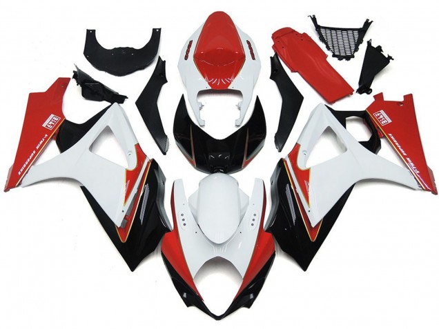 2007-2008 Custom Red and White with Black GSXR 1000 Fairings