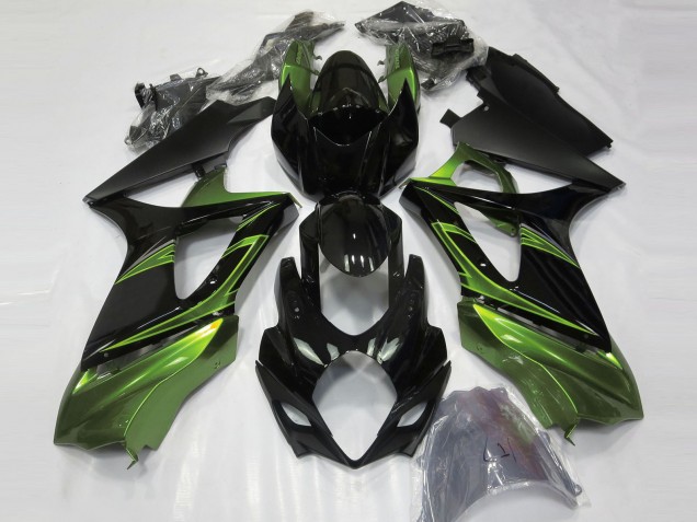 2007-2008 Electric Green and Gloss Black GSXR 1000 Fairings