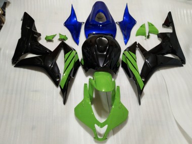 2007-2008 Gloss Black & Green and Blue Accents CBR600RR Fairings