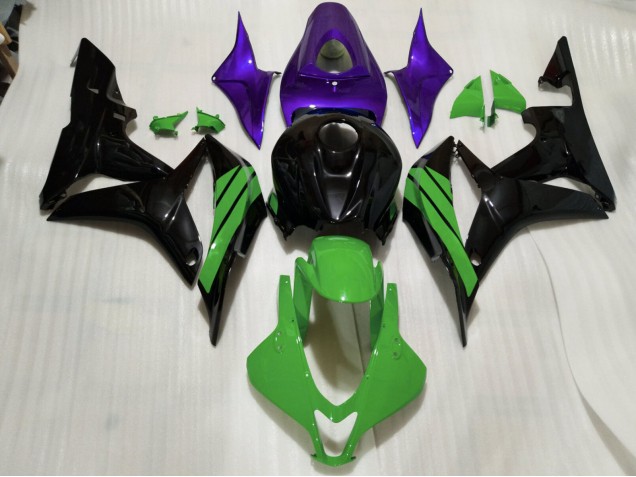 2007-2008 Gloss Black & Green and Purple Accents CBR600RR Fairings