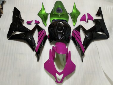 2007-2008 Gloss Black & Pink and Green Accents CBR600RR Fairings