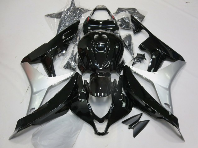 2007-2008 Gloss Black and Silver CBR600RR Fairings