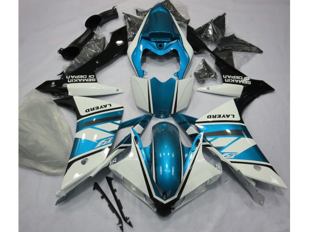 2007-2008 Gloss White and Light Blue R1 Fairings