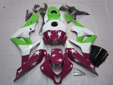 2007-2008 Green and Maroon Stars and Stripes CBR600RR Fairings