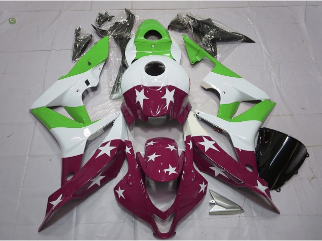 2007-2008 Green and Maroon Stars and Stripes CBR600RR Fairings