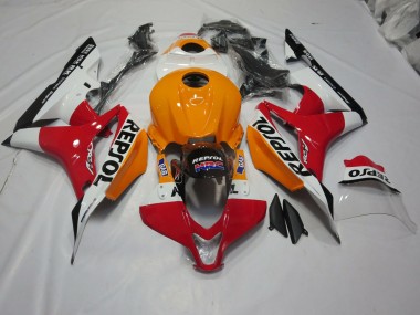 2007-2008 Light Orange and White Repsol CBR600RR Fairings