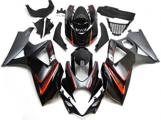 2007-2008 Silver and Black with Red GSXR 1000 Fairings