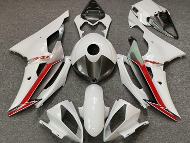 2008-2016 Gloss White Silver and Red R6 Fairings