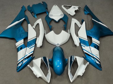 2008-2016 Gloss White and Light Blue OEM Style R6 Fairings