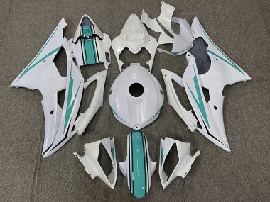 2008-2016 Gloss White and Teal R6 Fairings