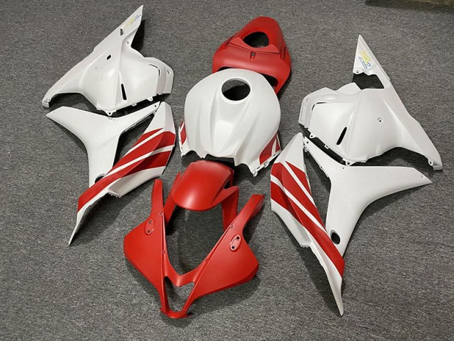 2009-2012 Matte Red / White CBR600RR Fairings