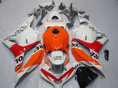 2009-2012 White and Red Repsol CBR600RR Fairings