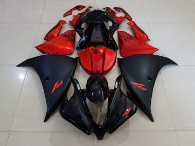 2012-2014 Matte Black and Fire Red R1 Fairings