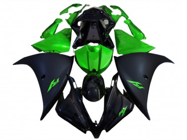 2012-2014 Matte Black and Green R1 Fairings