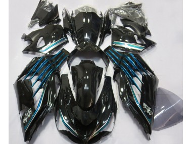 2012-2021 Gloss Black & Light Blue ZX14R Fairings