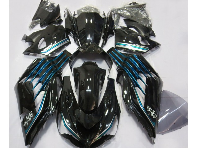 2012-2021 Gloss Black & Light Blue ZX14R Fairings