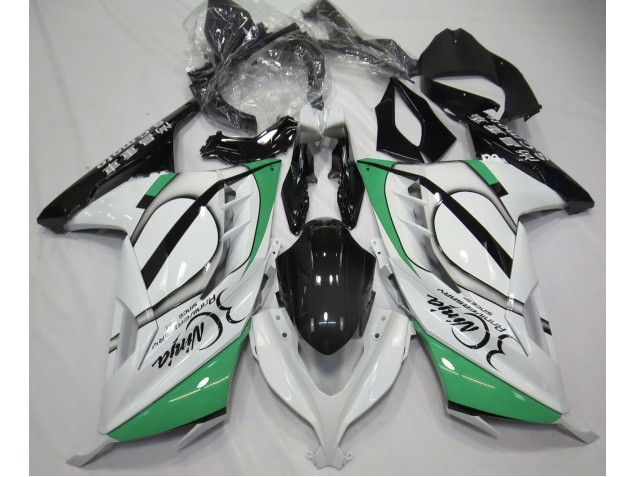 2013-2018 Gloss White and Green Ninja 300 Fairings