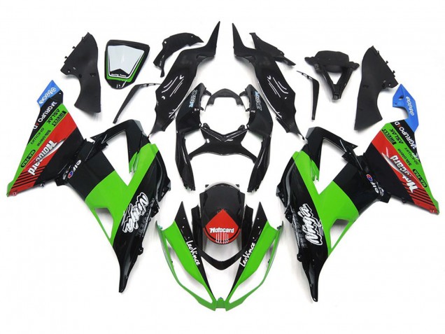 2013-2018 MotoCard Green and Black ZX6R Fairings