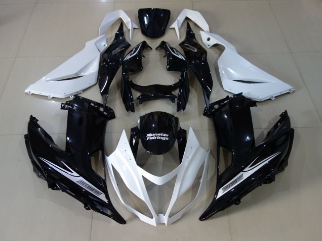 2013-2018 Pearl White and Black ZX6R Fairings