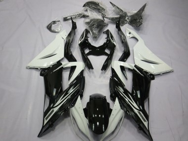 2013-2018 Plain Gloss Black White ZX6R Fairings