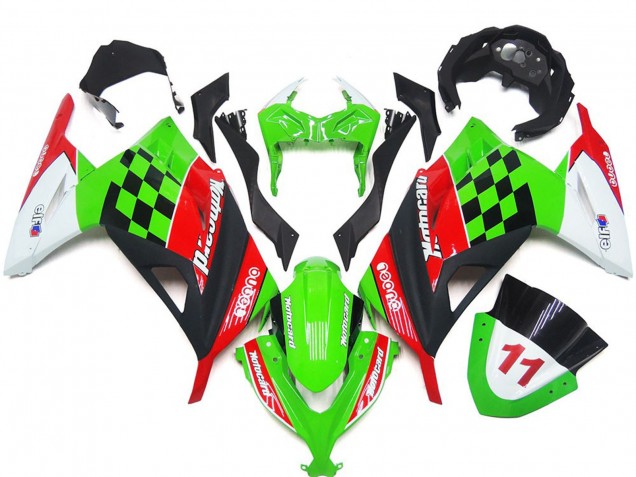 2013-2018 Red and Black Check Gloss Ninja 300 Fairings