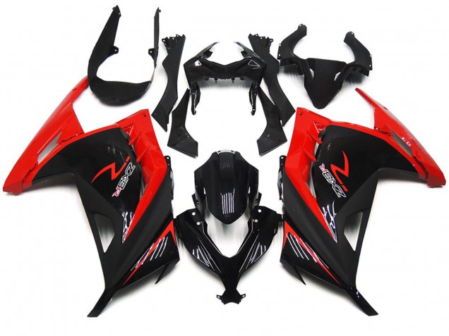 2013-2018 Red and Gloss Black Ninja 300 Fairings