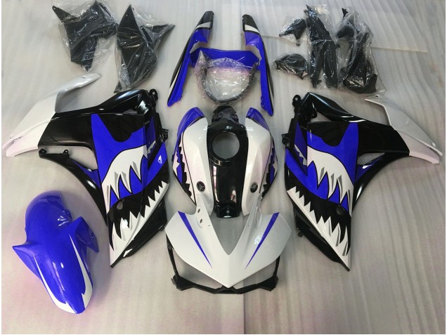 2015-2018 Blue and White Shark R3 Fairings