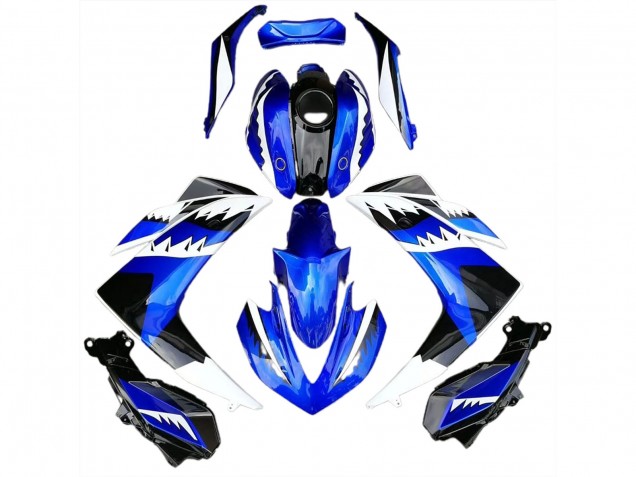 2015-2018 White Blue and Black Shark R3 Fairings